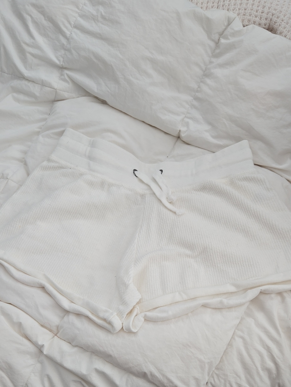 Ocean Drive White Ribbed Drawstring Shorts